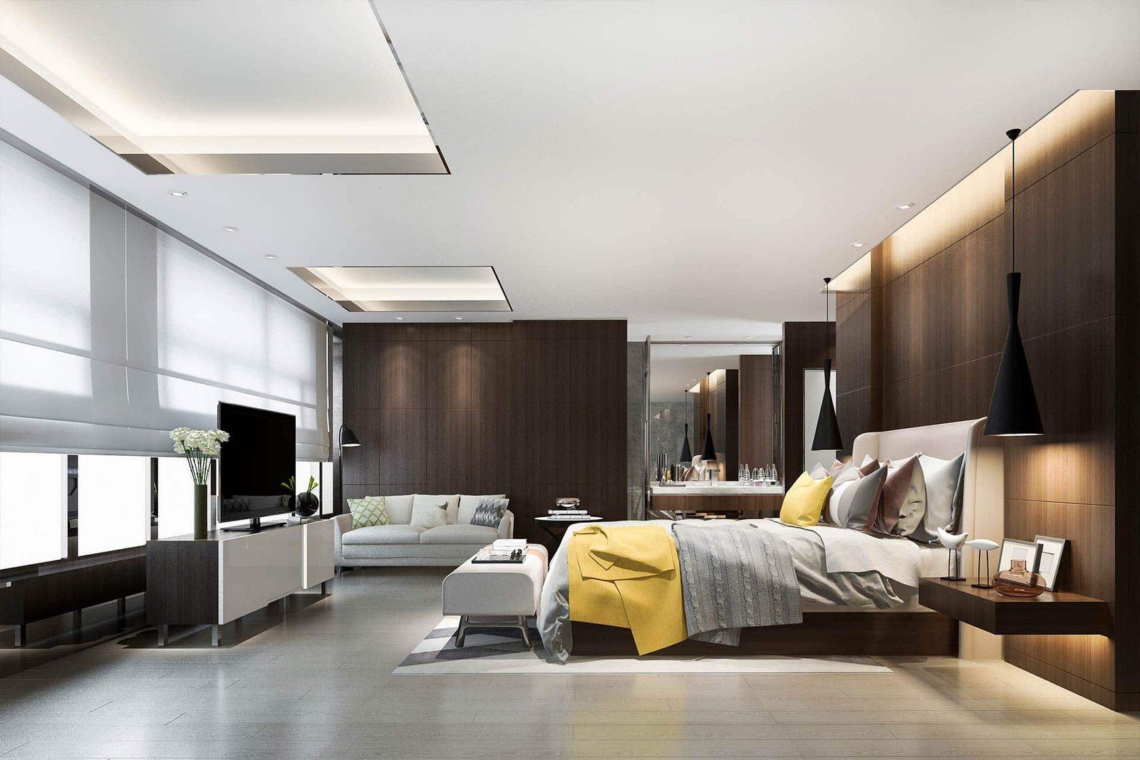 3d Rendering Loft Luxury Bedroom With Make Up Tabl 2W4T6BM