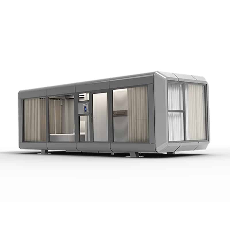 Cápsula House SK-03, mostrando un diseño compacto y elegante de vivienda prefabricada con acabados modernos y funcionales